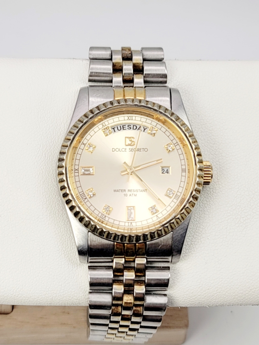 Dolce Segreto OP100 Day Date Watch Two Tone Gold Silver 38mm